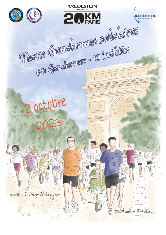 Affiche pour la gendarmerie - 20 km de Paris en Joëlette édition 2023