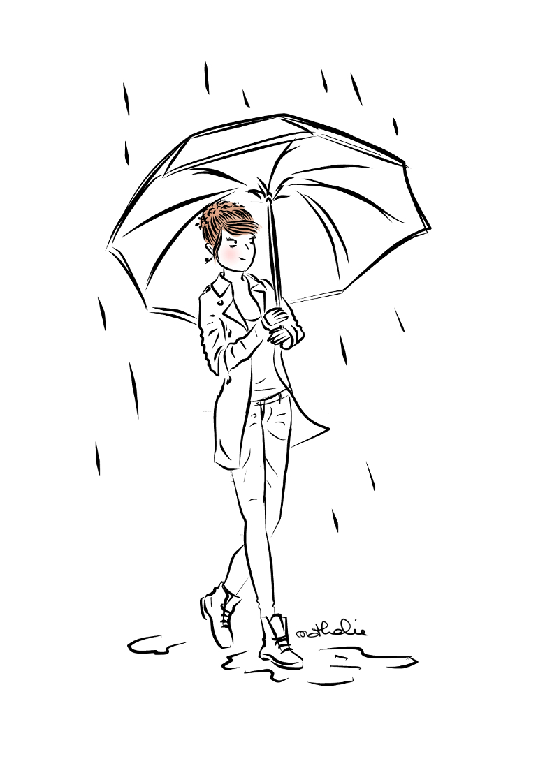 Une femme sous la pluie - Illustration réalisée pour la journée internationale des droits des femmes