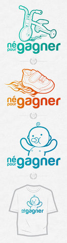 NÉ POUR GAGNER / logo, illustrations