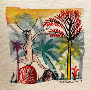 Encre de chine et aquarelle  10x10 cm / 2021