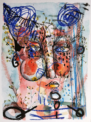 Homme brousaille 40x30 encre de chine et aquarelle 2022
