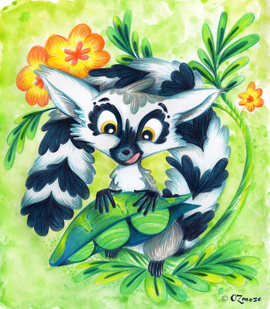 Illustration du Maki Catta, animal menacé.