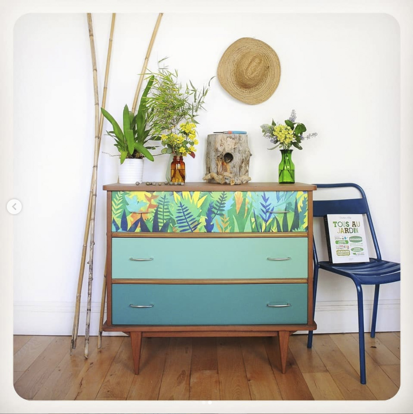 Meuble commode imprimé végétal