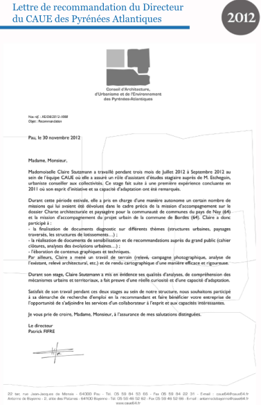 Book De Projetrecommandations Lettre De Recommandation Du Directeur Du Conseil Architecture Urbanisme Environnement Des Pyrenees Atlantiques