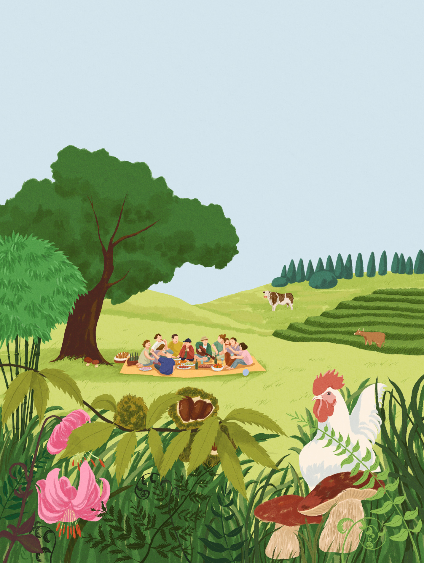 Illustration pour un livre des recettes famille