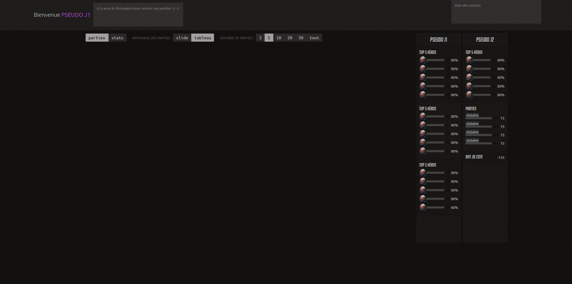 Prototype d'interface web