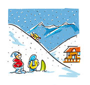Illustration tourisme de plein air : l'hiver