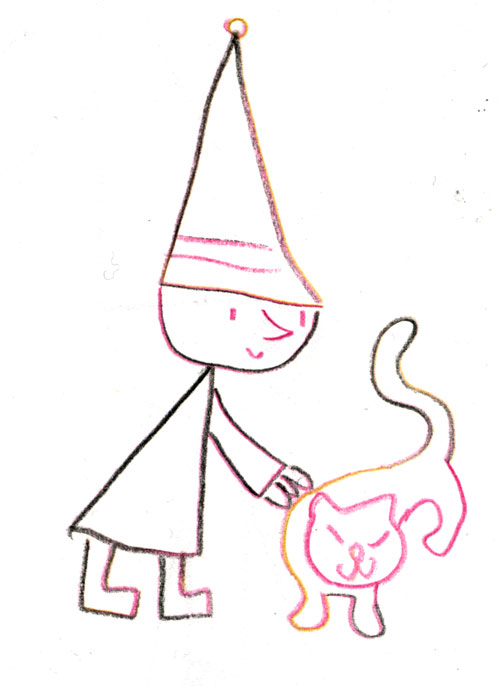 Pointy People: petting cat