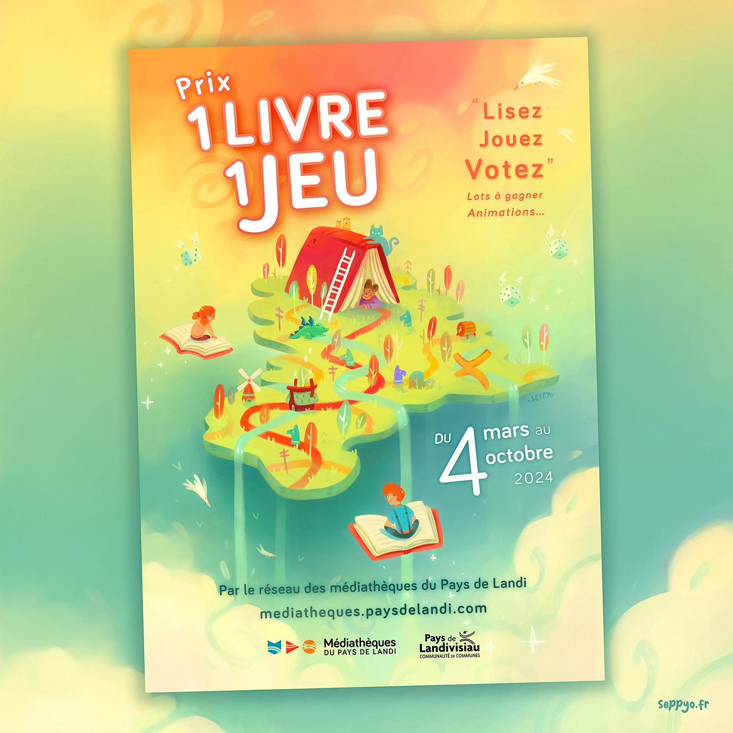 Illustration Affiche - Event Prix 1 livre 1 Jeu - Pays de Landivisiau