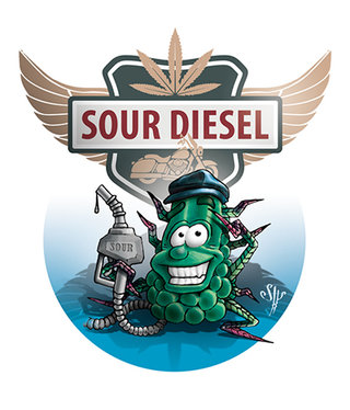 Logo de la saveur "Sour Diesel" pour le foodtruck "le K'mion Rouge"