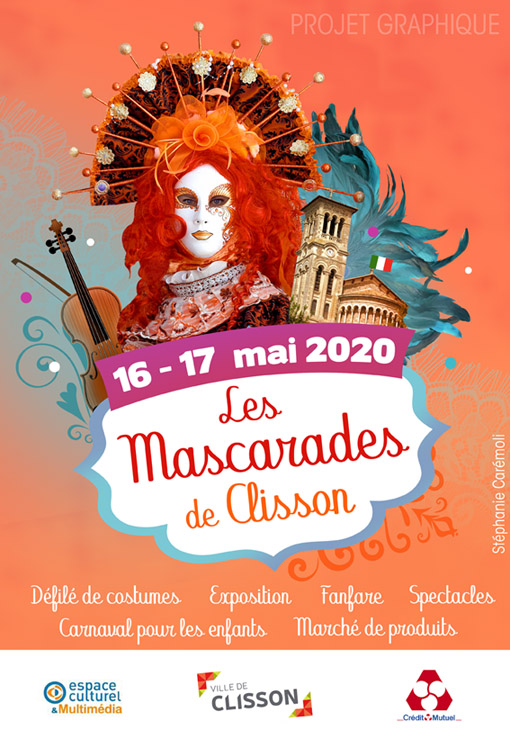 Projet (non soumis) d'affiche événementielle pour les Mascarades de Clisson