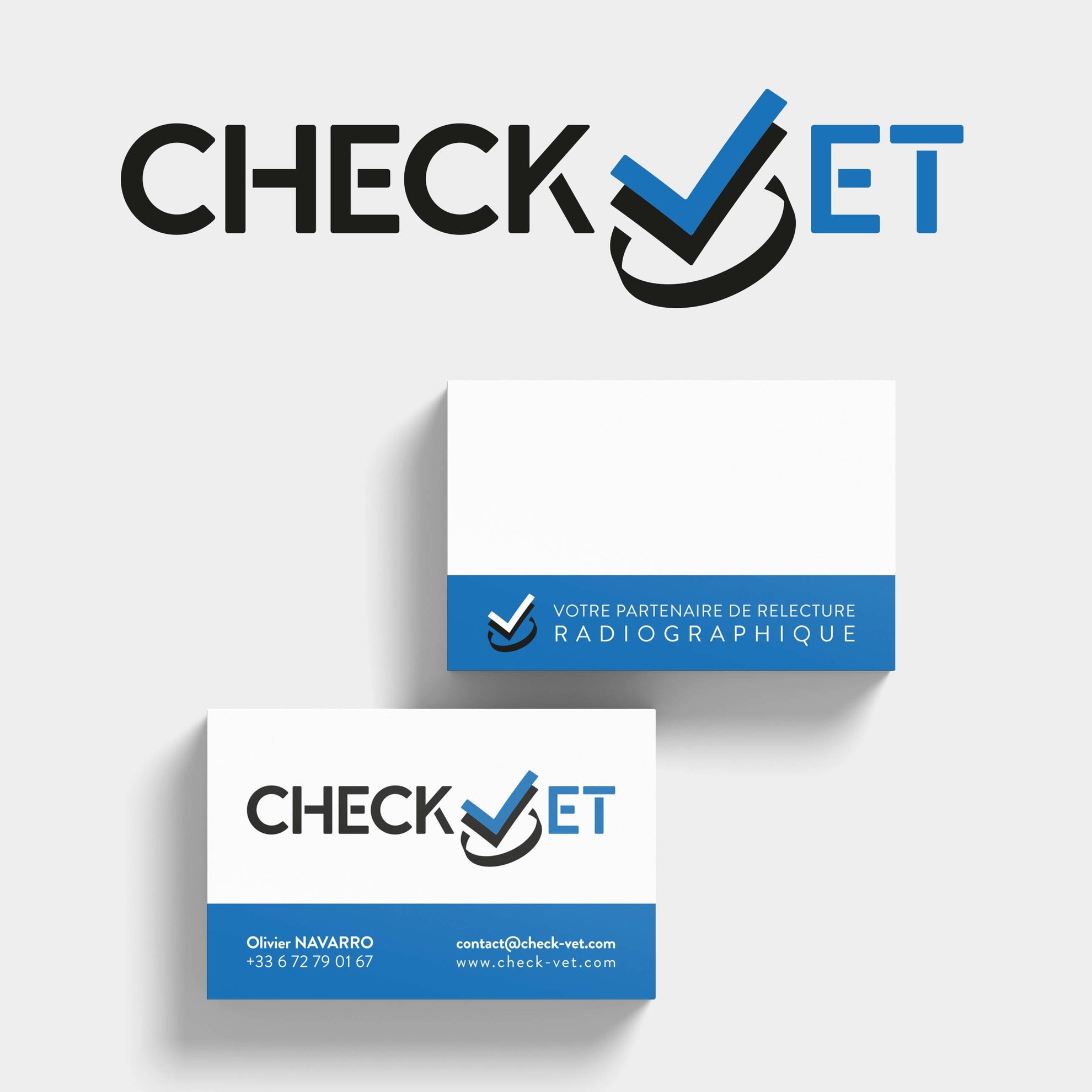 Logo Check-vet, création du logo pour application et le site internet. Check-vet, votre partenaire de relecture radiographique.