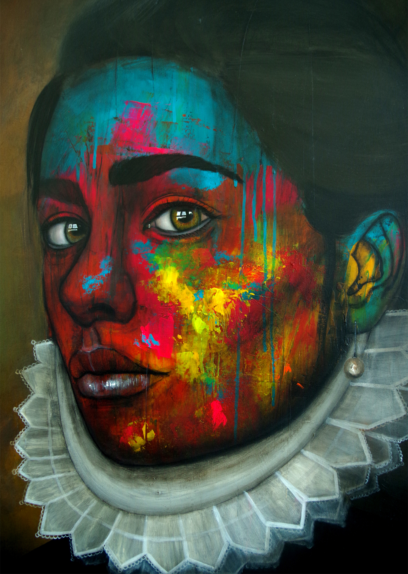 Portrait de femme entre renaissance et street art
