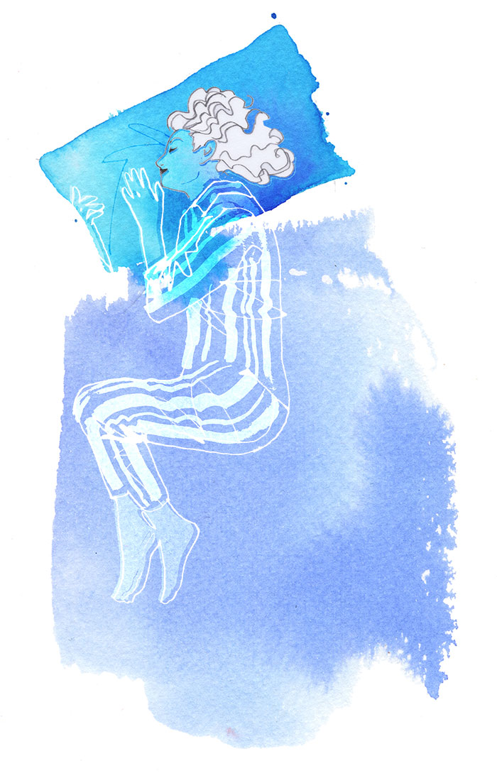 Sleeping Beauty, editorial illustration about sleeping positions