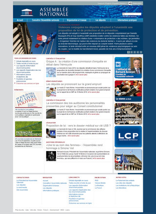 Home page site internet Assemblée nationale