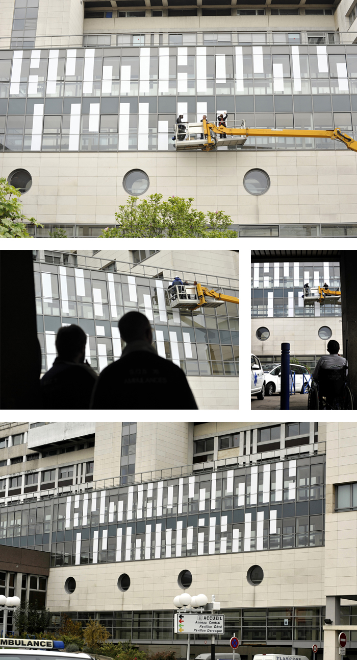 Installation visuelle à Charles Nicolle sur Dévé / première partie : ARRIÈRE PLAN : 28.8 x 7.4 mètres !