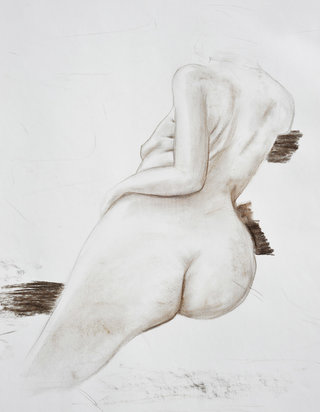 Nu féminin, dos et fesses (2000, fusain, 50x60 cm)