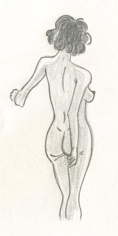 Femme nue de dos (1998, crayon à papier, d'après BD)