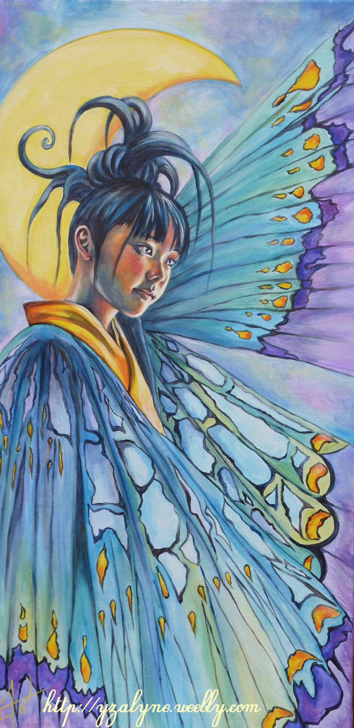 "Kimon-butterfly"<br/><span>Acrylic on canvas,
19x39 in .</span>