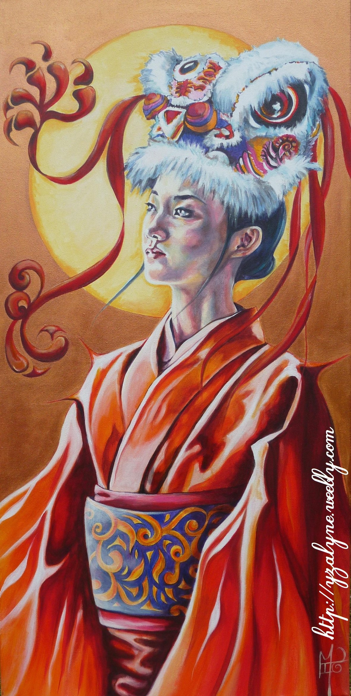 "Kimon-dragon"<br/><span>Acrylic on canvas,
19x39 in .</span>